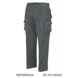 PANTALON MULTIBOLSILLOS C/REFUERZO GRIS L9000 T-58