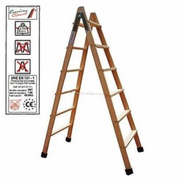 ESCALERA MADERA DOBLE 7-PELDAÑOS CON TACO D7T