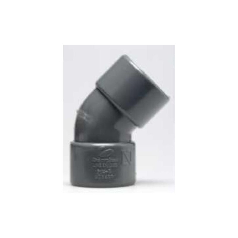 ENLACE CODO 45º HEMBRA PVC EVACUACION 40 MM