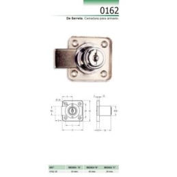 CERRADURA SOBREPONER ARMARIO CROMO 362/20
