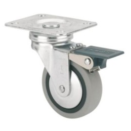 RUEDA GIRATORIA GOMA D60 CON FRENO 1-0549