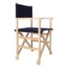 SILLON DIRECTOR ESTRUCTURA BARNIZ CON LONA AZUL