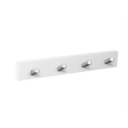 PERCHA PARED BLANCA 4 POMOS INCLINADOS INOX