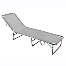 CAMA PLEGABLE EN ACERO GRIS Y TEXALINE GRIS