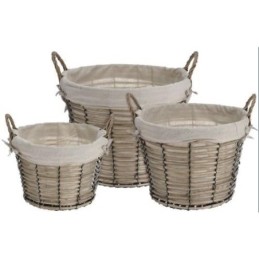 SET 3 CESTAS REDONDO CON METAL Y FORRO 450000010