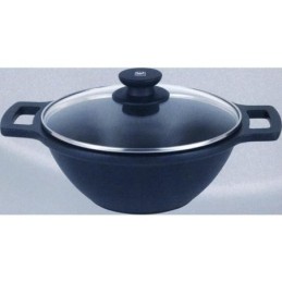 CACEROLA CONCAVA AL. FUNDIDO C/TAPA 32 CM.-INDUC.