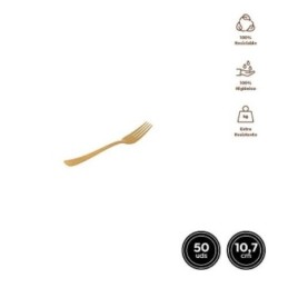 TENEDOR MINI ORO 10,7CM 50 UDS REUTILIZABLE 1803R