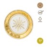 PLATO REDONDO CARTON 23CM BLANCO Y ORO 6UDS 7673