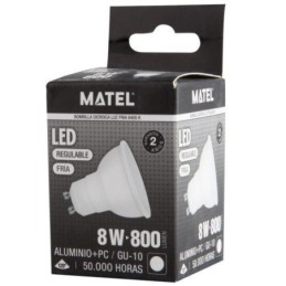 BOMBILLA LED DICROICA 120º REGUL.GU10 8W FRIA