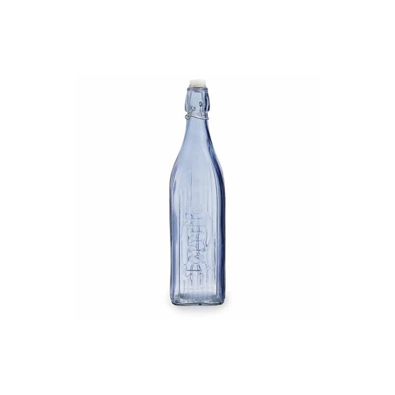 BOTELLA VIDRIO GASEOSA CUADRAD 1L AZUL VIBA