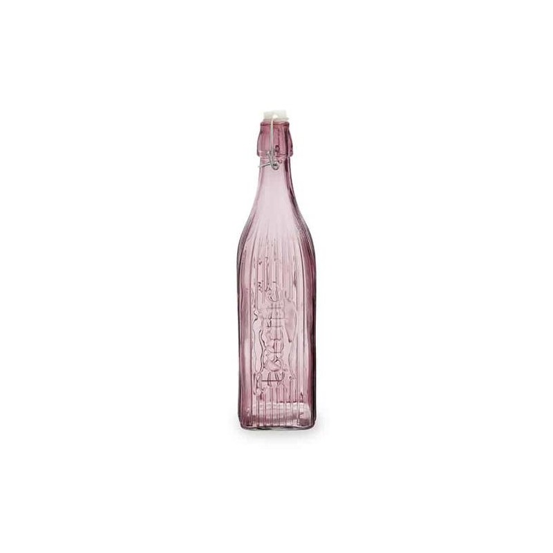 BOTELLA VIDRIO GASEOSA 1L CUADRADA ROSA VIBA
