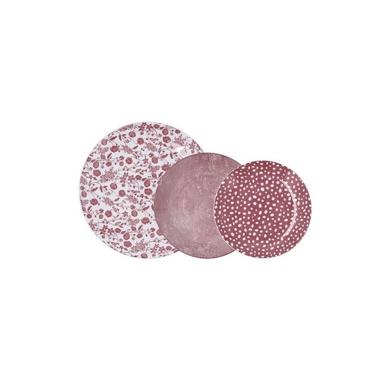 VAJILLA PORCELANA 12 PIEZAS AQUILEA ROSA BIDASOA