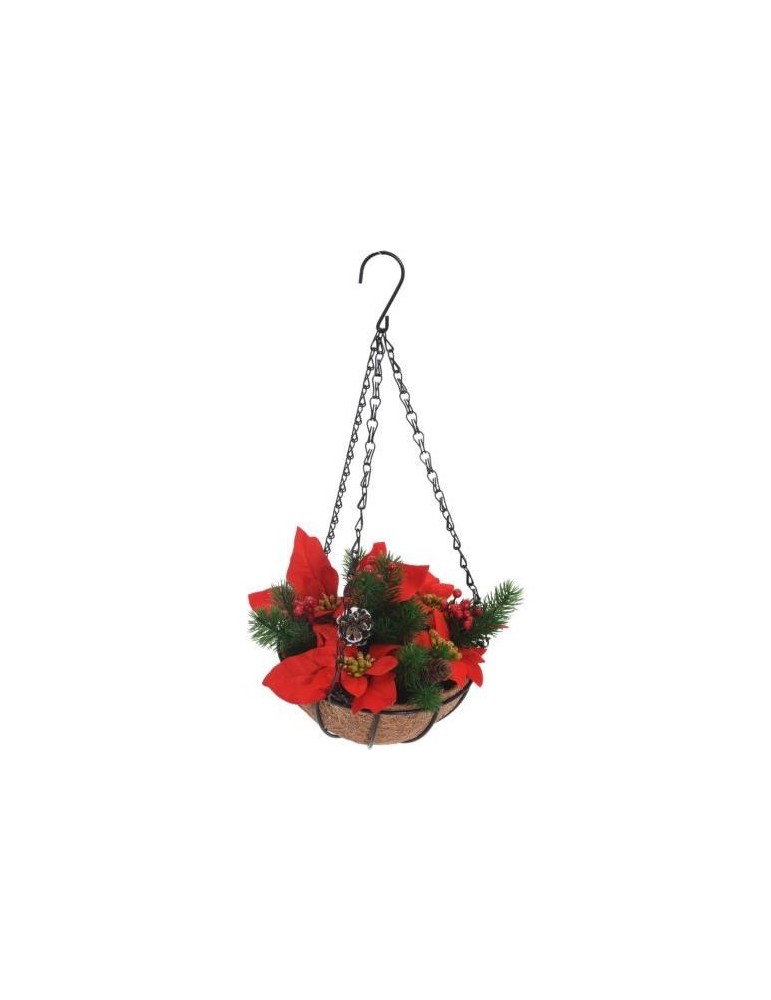 CESTA COLGANTE FLORES NAVIDAD 20X20X22CM 317991000