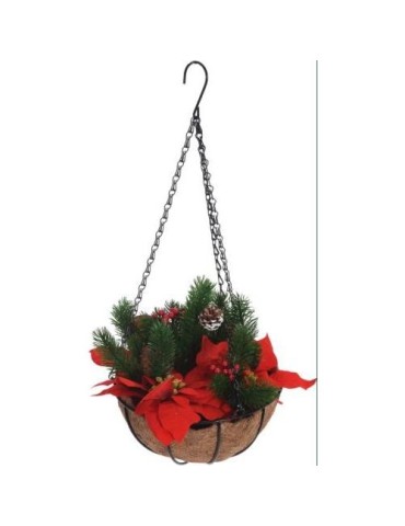 CESTA COLGANTE FLORES NAVIDAD 25X25X25CM 317991010