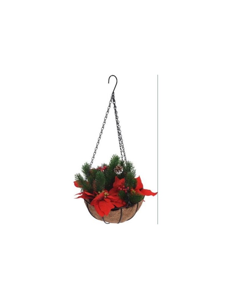 CESTA COLGANTE FLORES NAVIDAD 25X25X25CM 317991010
