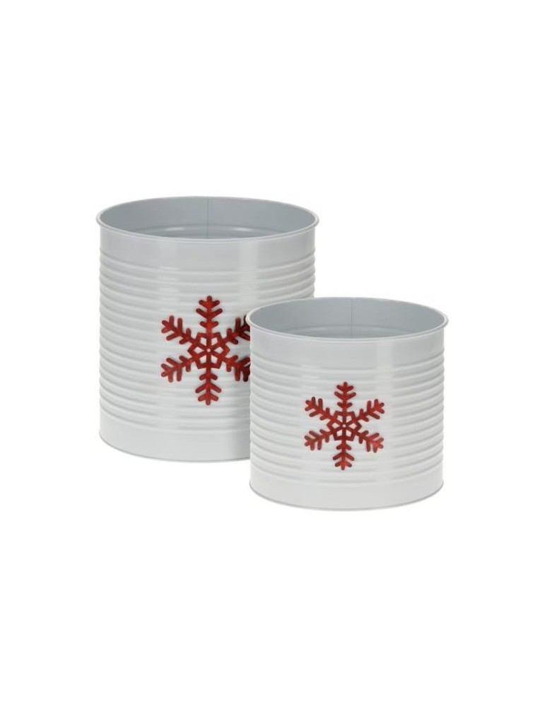 SET 2 MACETEROS METALICOS BLANCO  AZ3000220