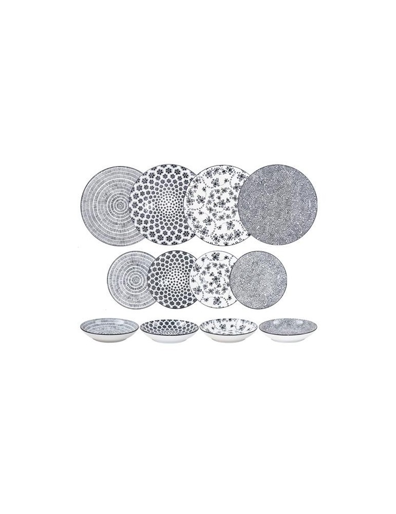 SET 12 PZ PORCELANA NEGRA 691701