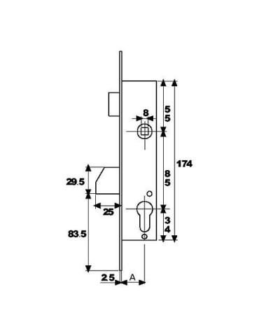 CERRADURA PUERTA METALICA 2210/38/ AI TESA