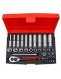 JUEGO 37 PZAS.VASOS SERIE LARGA+PUNTAS 1/4'  SL25L