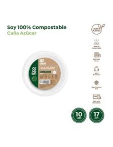 PLATO LLANO POSTRE 17CM CAÑA AZUCAR (PACK-10UND)