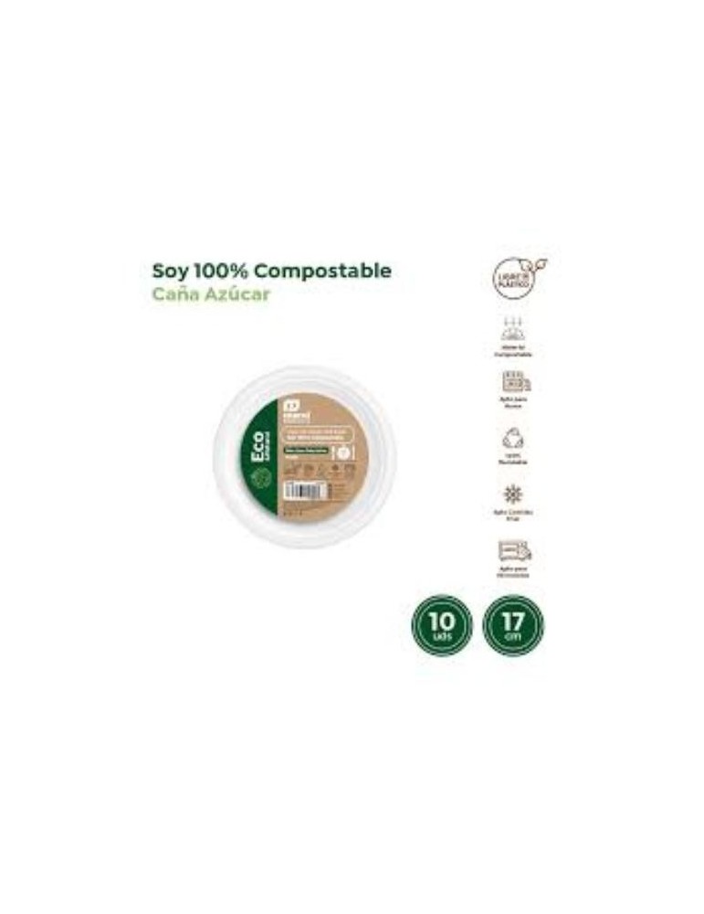 PLATO LLANO POSTRE 17CM CAÑA AZUCAR (PACK-10UND)