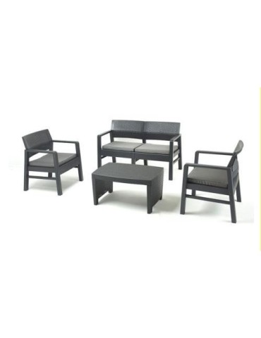 CONJUNTO SOFA + 2 SILLONES + MESA C/COJINES