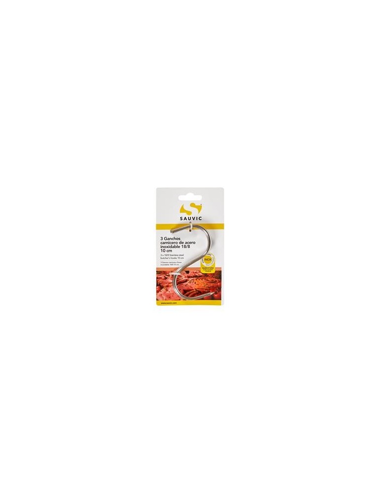 BLISTER 3 GANCHOS CARNICERO ACERO INOX 18/8 10CM