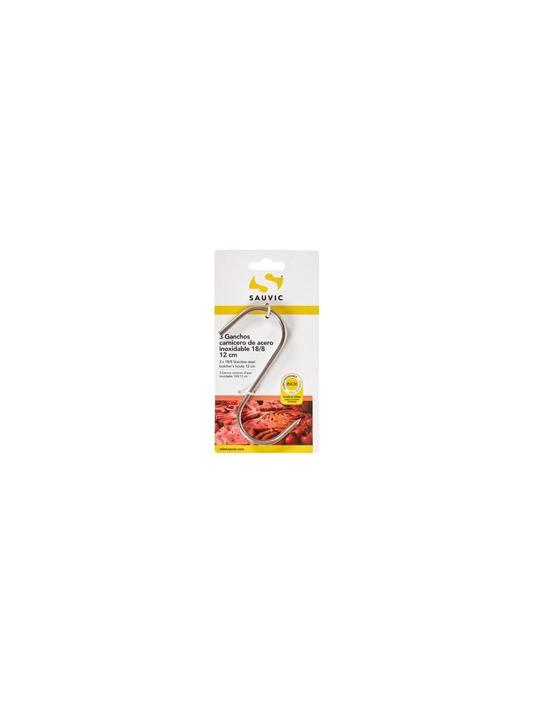 BLISTER 3 GANCHOS CARNICERO ACERO INOX 18/8 12CM