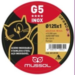 DISCO CORTE INOX G5 4 ESTRELLAS 125X1X22.23MM
