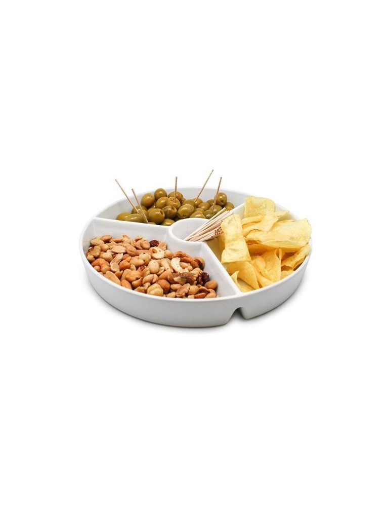 PLATO PORCELANA APERITIVOS 3 DIVISIONES FIH 333