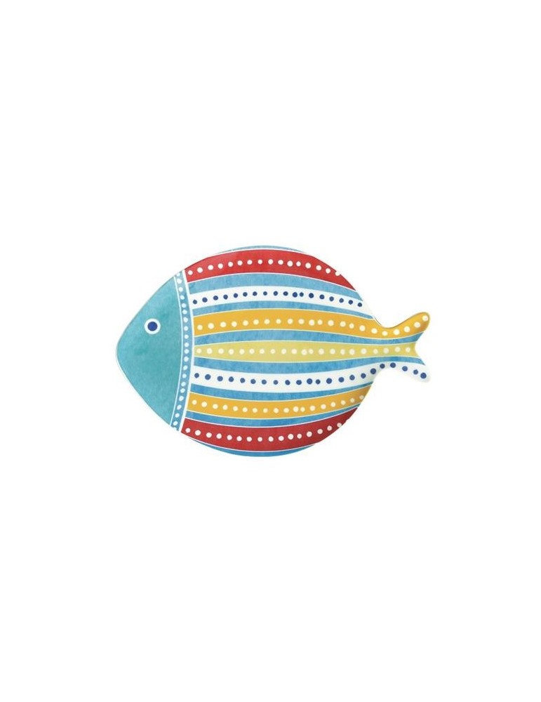 PLATO PESCADO PEQUEÑO 27X19CM PORCELANA ROJO
