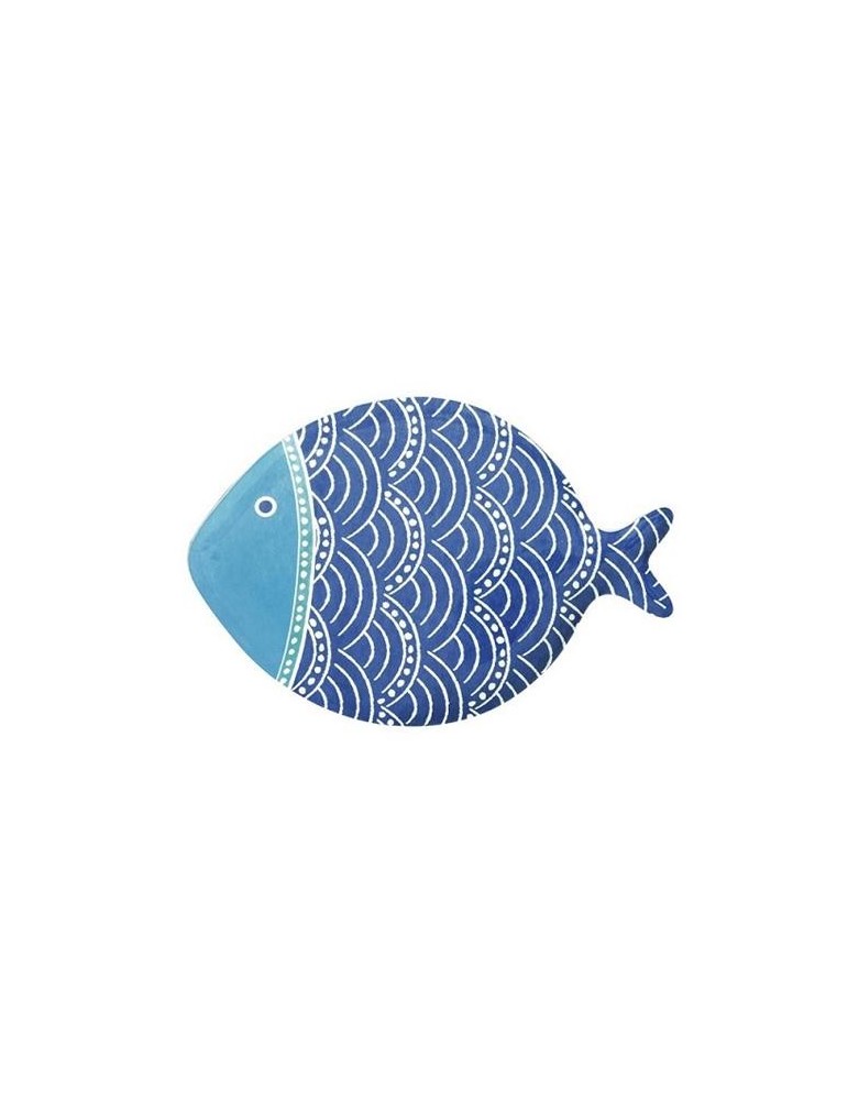 PLATO PESCADO GRANDE 31X21.5CM PORCELANA AZUL
