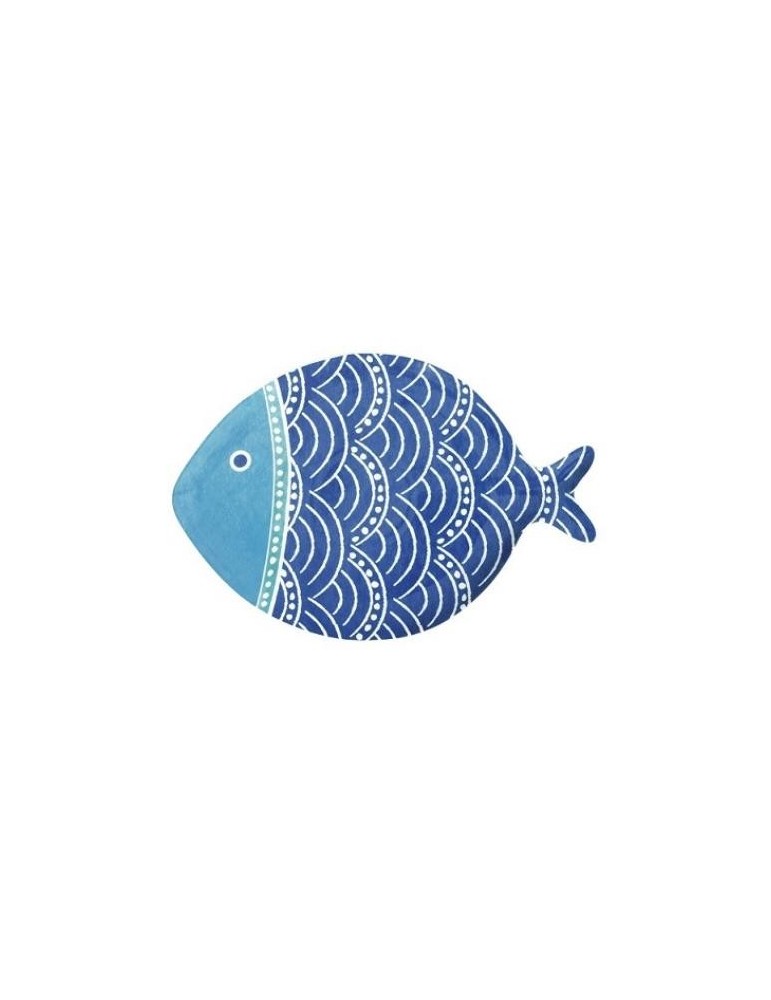 PLATO PESCADO PEQUEÑO 27X19CM PORCELANA AZUL