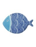 PLATO PESCADO PEQUEÑO 27X19CM PORCELANA AZUL