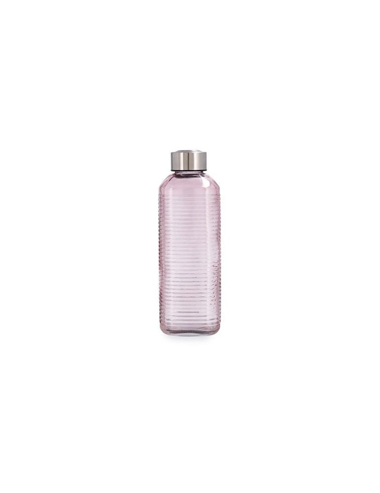 BOTELLA VIDRIO ROSA ACERO INOX 1,3L VELVET QUID