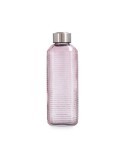 BOTELLA VIDRIO ROSA ACERO INOX 1,3L VELVET QUID