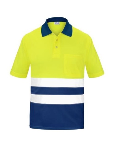 POLO ALTA VISIBILIDAD BICOLOR MANGA CORTA AZUL S