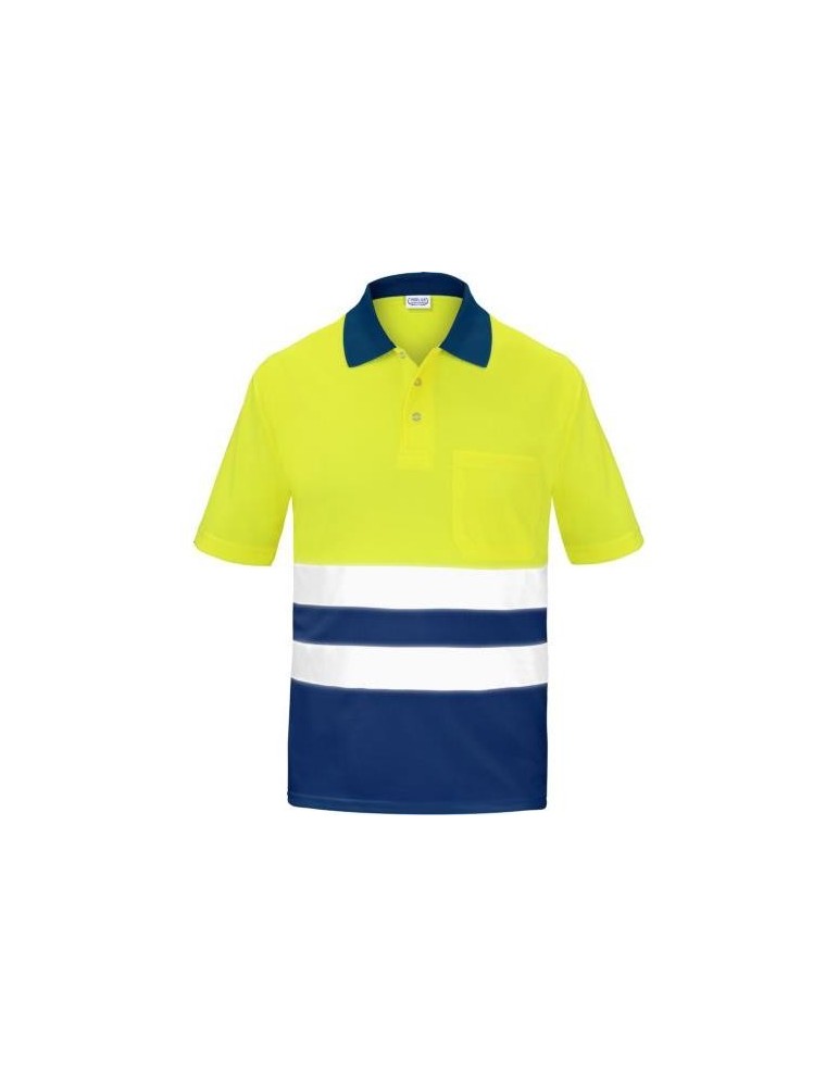 POLO ALTA VISIBILIDAD BICOLOR MANGA CORTA AZUL S