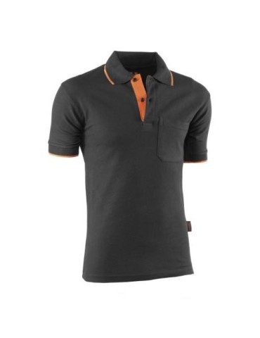 POLO TOP RANGE MANGA CORTA NEGRO/NARANJA 647 S