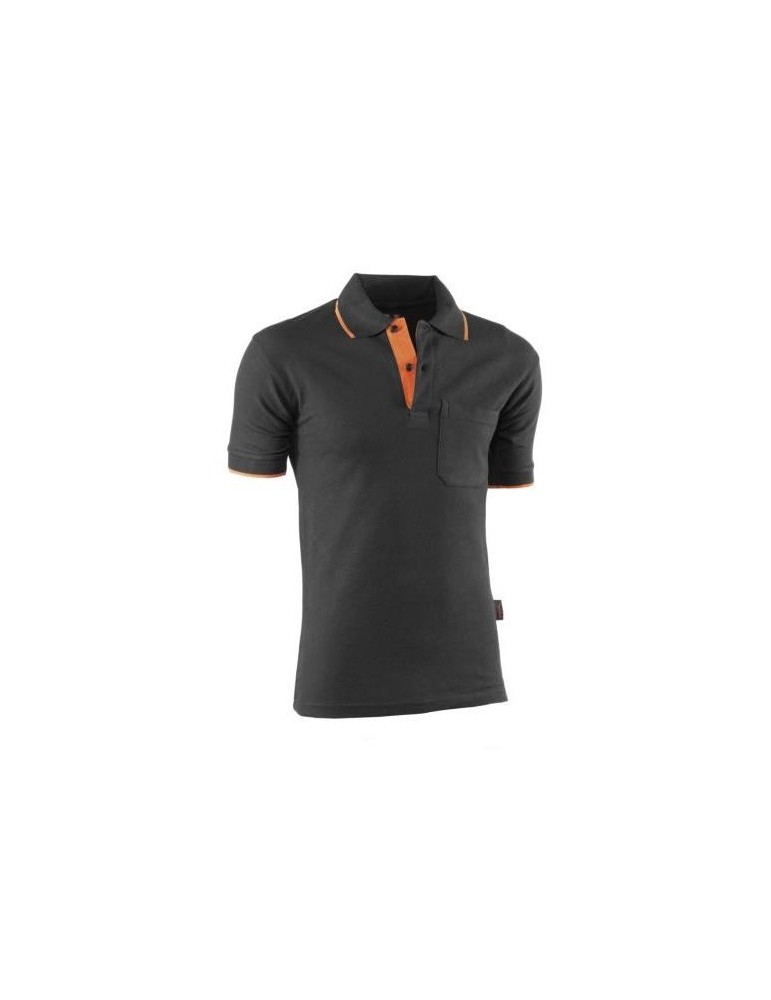 POLO TOP RANGE MANGA CORTA NEGRO/NARANJA 647 XXL