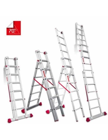 ESCALERA MULTIUSO DE TRES TRAMOS CON 6 PELDAÑOS