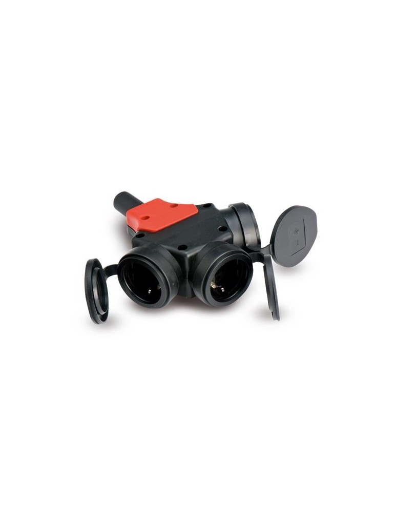 ADAPTADOR TRIPLE TT. 16 AH. 250 V. GOMA NEGRA