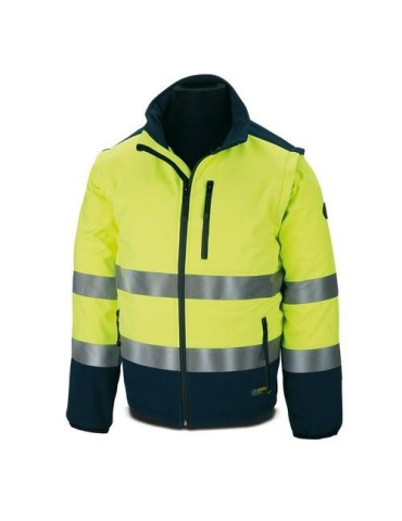 CAZADORA TIPO SOFT SHELL AMARILLA AZUL T.L