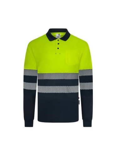 POLO GRIS BICOLOR M/L ALTA VISIBIL AZUL/AMAR T.XL