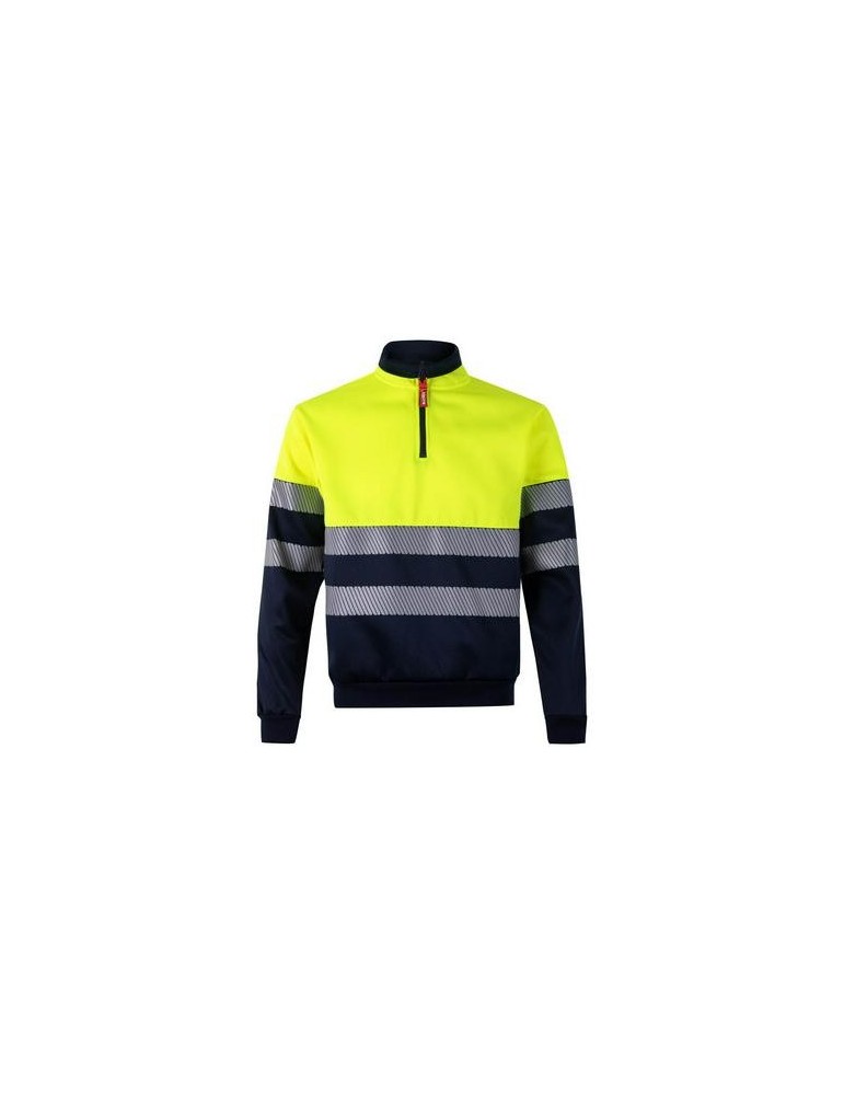 SUDADERA CREMALLERA ALTA VISIBIL AZUL/AMAR T.L