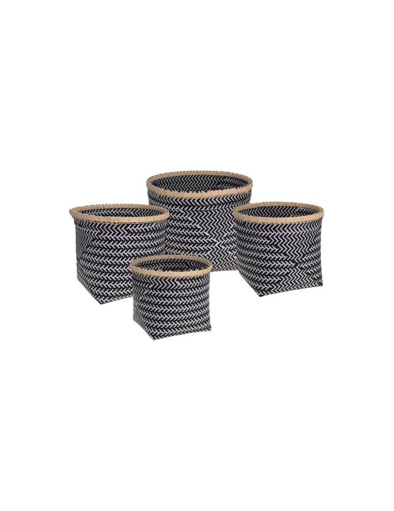 SET 4 CESTAS BAMBU NEGRO/BLANCO HZ1002910