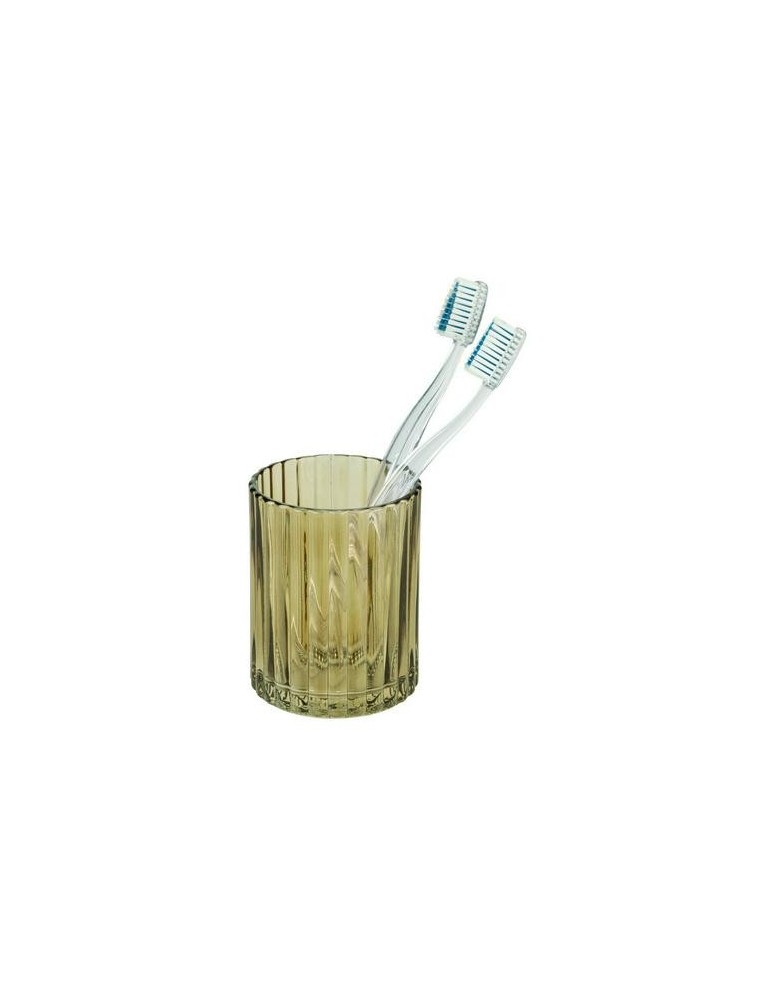 VASO DE DIENTES VIDRIO POMPEI MARRON VERDOSO