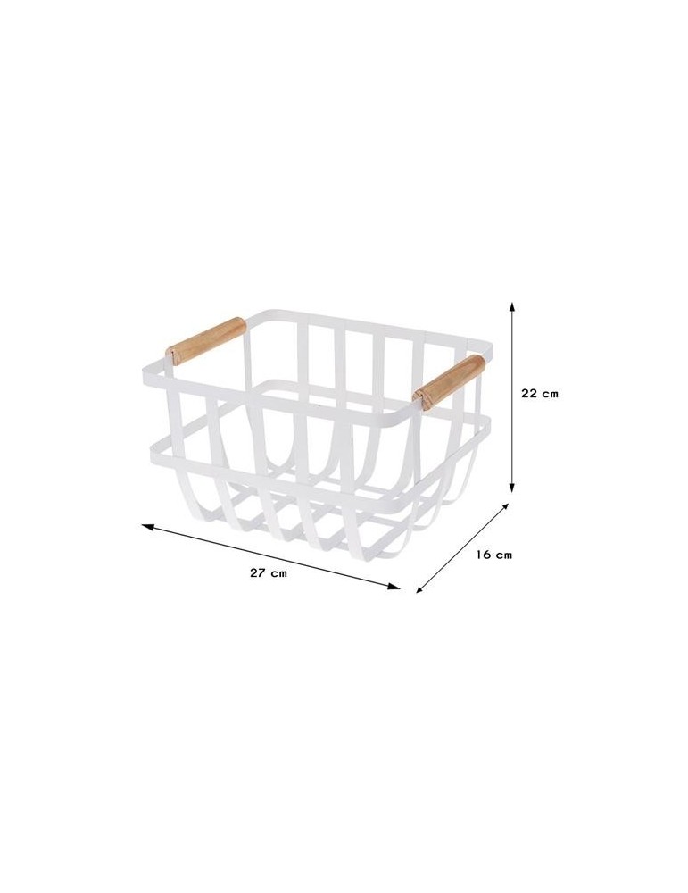 CESTA METAL BLANCA  2 ASAS COLOR MADERA 170455860