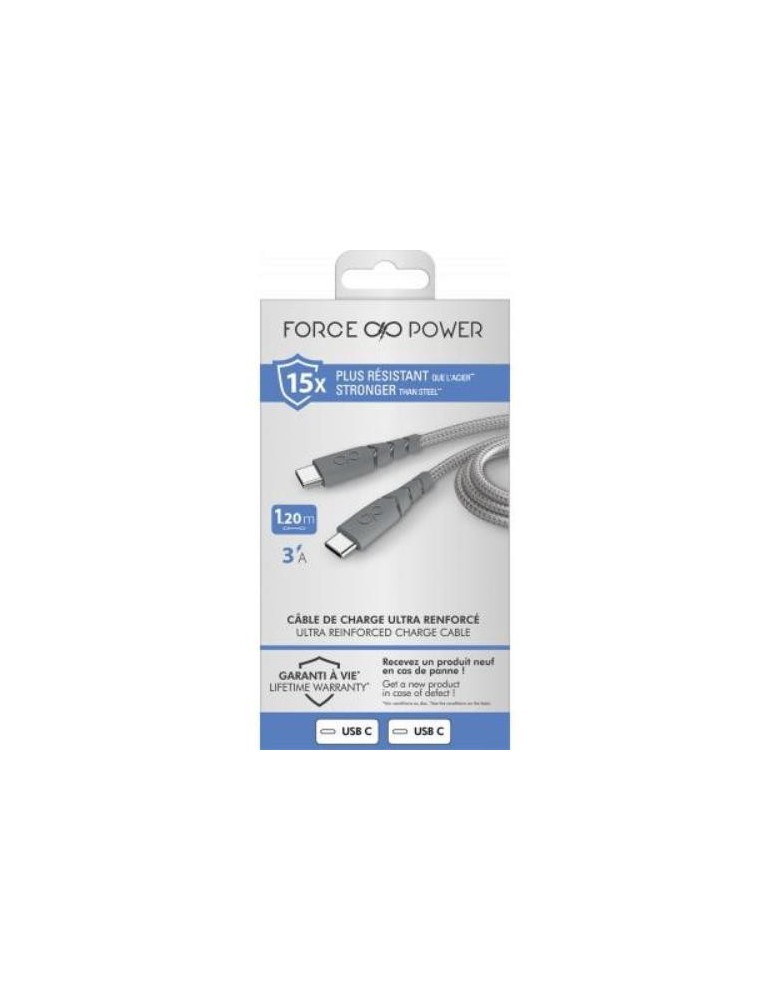 CABLE USB-C/ USB-C 1.2M 3A GRIS F149000