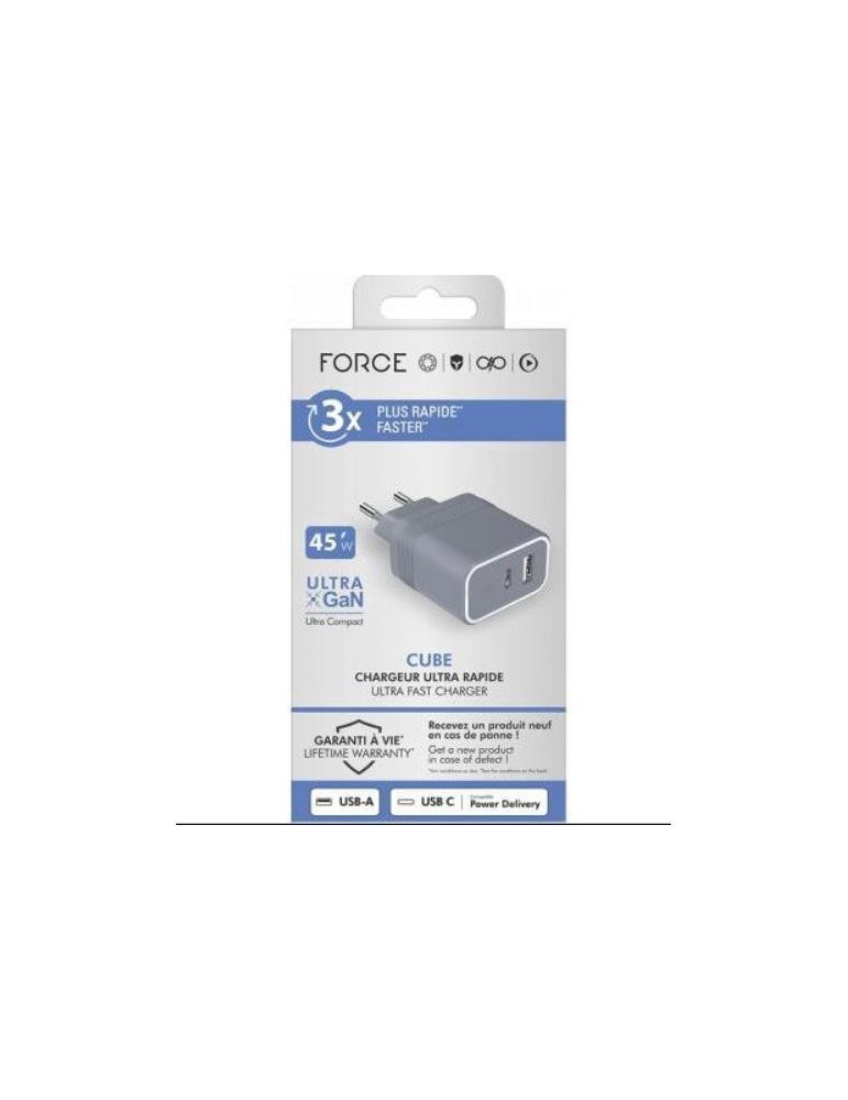 CARGADOR 45W PUERTO USB-C + USB-A GRIS F152527